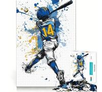 Rompecabezas de 1000 Piezas para Adolescentes Ilustración de un Jugador de béisbol golpeando la Pelota Juego de Ajuste desarrollar la Capacidad de razonamiento Un Momento de diversión