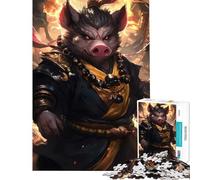 Rompecabezas de 1000 Piezas para Adolescentes Ilustración de un Monje Cerdo Ideal para cumpleaños y Navidad Una Obra de Arte Juego Imposible para Mayores de 14 años (50x75cm)