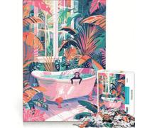 Rompecabezas de 1000 Piezas para Adolescentes ilustración de un Mono en la bañera en la Jungla Juguete Educativo Actividades Divertidas para Hacer en casa Regalo de Juego desafiante 38x52cm