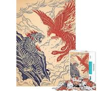 Rompecabezas de 1000 Piezas para Adolescentes Ilustración del enfrentamiento Entre el Tigre y el fénix Rompecabezas Divertido Juego Decorar Toda la Familia