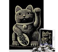 Rompecabezas de 1000 piezas para adolescentes ilustración del gato de la suerte Maneki Neko decoración del hogar juguetes ideas de regalos para juegos educativos entrena tu cerebro y tus manos 38x52cm