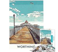 Rompecabezas de 1000 Piezas para Adolescentes Ilustración del Muelle de Worthing Rompecabezas para Adultos Juegos Familiares Una Obra de Arte Que supone un Reto completarla (tamaño 50x75cm)