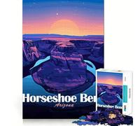 Rompecabezas de 1000 Piezas para Adolescentes Ilustración del Paisaje de Horseshoe Bend,Arizona Corte Diversión lógica Juguete Juego Tranquilo Diversión de cumpleaños Juego 50x75cm