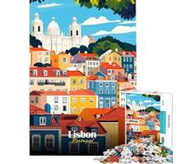 Rompecabezas de 1000 Piezas para Adolescentes Ilustración del Paisaje Urbano de Lisboa Difícil y desafiante Una Obra de Arte Juegos Divertidos Apto para Mayores de 14 años 50x75cm