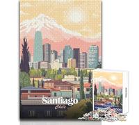 Rompecabezas de 1000 Piezas para Adolescentes, ilustración del Paisaje Urbano de Santiago de Chile, Juego Educativo Familiar para Mejorar la Memoria, Regalos de cumpleaños, tamaño 50x75cm