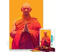 Rompecabezas de 1000 Piezas para Adolescentes ilustración Minimalista de un Monje Budista Zen Juego de Bordes limpios Juguete de Desarrollo cognitivo Juego de Entretenimiento Regalo de decoración