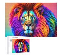 Rompecabezas de 1000 piezas para adolescentes, impresión artística de león colorido, 1 rompecabezas para decoración de pared, difícil, duro, único, regalo de cumpleaños y Navidad, 1000 piezas