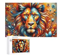 Rompecabezas de 1000 piezas para adolescentes, impresión artística de león colorido, 6 rompecabezas para adultos, juegos relajantes, análisis y lógica de interacción entre padres e hijos, 1000 piezas