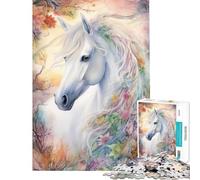 Rompecabezas de 1000 Piezas para Adolescentes Impresionante Caballo Blanco Juguete Educativo y desafiante para Juegos relajantes y antiestrés Regalo Ideal para Amantes del Arte (tamaño 38x52cm)