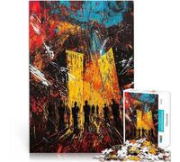 Rompecabezas de 1000 Piezas para Adolescentes Infierno Urbano - Paisaje Urbano expresionista en Caos Difícil y desafío Regalo Divertido 38x26cm