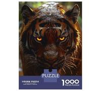 Rompecabezas De 1000 Piezas para Adolescentes Intense Tiger Portrait with Glowing Eyes Rompecabezas para Adultos Juguetes Antiestrés Análisis Y Lógica Cumpleaños Y Navidad 52x38cm/10