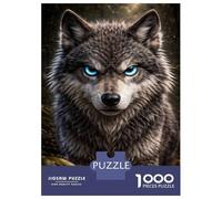 Rompecabezas De 1000 Piezas para Adolescentes Intense Wolf Portrait with Glowing Eyes Rompecabezas para Adultos Juego De Ingenio Una Obra De Arte Gran Regalo para Jugar 38x26cm/1000pcs