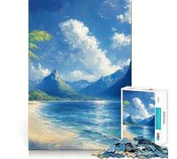 Rompecabezas de 1000 Piezas para Adolescentes Isla de ensueño Tropical, Juego de Ajuste, desafío Mental, Juguete, Momento de diversión Tranquila, Escena navideña, Arte (38x52cm)