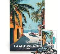 Rompecabezas de 1000 Piezas para Adolescentes,Isla de Lamu,Kenia,Póster,Arte de Bordes precisos,Actividad para Mentes Inteligentes,Juego para Pasar un rato Agradable,Regalo de cumpleaños (38x52cm)