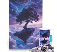 Rompecabezas de 1000 Piezas para Adolescentes: Isla Flotante con árbol en Cielo Nublado Juegos Familiares, antiestrés, Regalos para Amigos y Familiares 50x75cm
