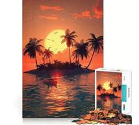 Rompecabezas de 1000 Piezas para Adolescentes Isla Tropical al Atardecer, Arte de Corte preciso, Juego Divertido para concentrarse, Tiempo de Juego Relajante, Regalo de cumpleaños (50x75cm)