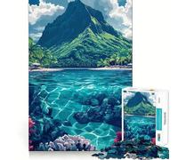 Rompecabezas de 1000 Piezas para Adolescentes Isla Tropical paradisíaca, Juego de Ajuste preciso, Desarrollo Mental, diversión, Tiempo Libre, Navidad, decoración del hogar (38x26cm)