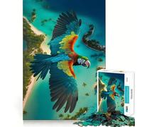 Rompecabezas de 1000 Piezas para Adolescentes Isla Tropical, Vista de Guacamayo, Ajuste, Juego, concentración, diversión, Ocio, Tiempo Libre, Arte de Pared navideño (38x26cm)
