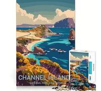 Rompecabezas de 1000 Piezas para Adolescentes,Islas del Canal,diseño de Corte Fino,Juego de concentración,Regalo de Paz,Tiempo de Juego,Regalo de Ocio navideño (38x26cm)