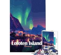 Rompecabezas de 1000 Piezas para Adolescentes Islas Lofoten Noruega Aurora Boreal Juego de ingenio Educativo Regalos y Actividades de Aprendizaje Tamaño 38x52cm
