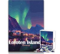 Rompecabezas de 1000 Piezas para Adolescentes, Islas Lofoten, Noruega, Aurora Boreal, Juego Educativo Familiar, Mejora la Memoria, Regalo de cumpleaños, tamaño 50x75cm