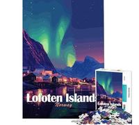 Rompecabezas de 1000 Piezas para Adolescentes Islas Lofoten Noruega Aurora Boreal Juguetes educativos y relajantes Una Obra de Arte Regalo de cumpleaños Tamaño 75x50cm