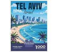 Rompecabezas De 1000 Piezas para Adolescentes Israel Tel Aviv Travel Rompecabezas para Adultos Juego De Ingenio Juego De Corte De Precisión Regalos Desafiantes 52x38cm/1000pcs
