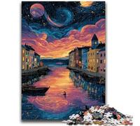 Rompecabezas de 1000 Piezas para Adolescentes: Italia bajo el Cielo Nocturno Un Juego desafiante, Toda la Familia 50x75cm