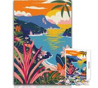 Rompecabezas de 1000 Piezas para Adolescentes, Italia, Islas Eolias, ilustración Minimalista, Juego de desafío único, Pero Divertido y Divertido, Regalo de cumpleaños, tamaño 50x75cm