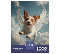 Rompecabezas De 1000 Piezas para Adolescentes Jack Russell Terrier Angel Pet Tribute Print Dog with Angel Wings Rompecabezas para Adultos Juegos Relajantes Mejora La Memoria Ayuda A Ejercitar El CER
