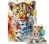 Rompecabezas de 1000 Piezas para Adolescentes Jaguar Pintado en Acuarela Rompecabezas para Adultos Juegos Familiares Vacaciones en casa Matar el Tiempo Juego desafiante Regalos (tamaño 50x75cm)