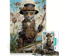Rompecabezas de 1000 Piezas para Adolescentes Jaguar Relajado pescando,Corte, lógica Divertida,Juguete Divertido,Juego Tranquilo,diversión de cumpleaños (38x52cm)