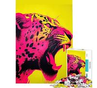 Rompecabezas de 1000 piezas para adolescentes jaguar rojo y amarillo ayuda a ejercitar el cerebro regalo de cumpleaños juguete decoración de pared adecuado para personas de 14 años en adelante 50x75cm