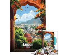 Rompecabezas de 1000 Piezas para Adolescentes Jaipur India ︰ Paisaje Urbano a través de un Arco Juego Familiar Juguetes educativos Regalo de cumpleaños Divertido y con Humor (tamaño 38x52cm)