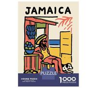 Rompecabezas De 1000 Piezas para Adolescentes Jamaica Illustration with Man and Dog Rompecabezas para Adultos Juegos De Relajación Análisis Y Lógica Cumpleaños 70x50cm/1000pcs