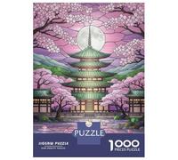 Rompecabezas De 1000 Piezas para Adolescentes Japanese Cherry Pagoda Stained Glass Rompecabezas para Adultos Juego Familiar Difícil Difícil Cumpleaños Y Navidad 70x50cm/1000pcs