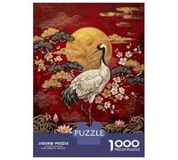Rompecabezas De 1000 Piezas para Adolescentes Japanese Crane and Koi Pond Painting Rompecabezas para Adultos Juegos Familiares Mejora La Memoria Cumpleaños Y Navidad 52x38cm/1000pcs
