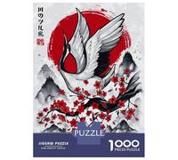 Rompecabezas De 1000 Piezas para Adolescentes Japanese Crane Ink Wash Rompecabezas para Adultos Juegos Relajantes Arte De Pared Diversión En Casa Actividades, 52x38cm/1000pcs
