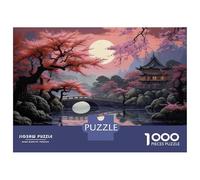 Rompecabezas De 1000 Piezas para Adolescentes Japanese Garden with Full Moon Rompecabezas para Adultos Juegos Relajantes Mejora La Memoria Ayuda A Ejercitar El Cerebro 38x26cm/1000pcs