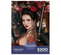 Rompecabezas De 1000 Piezas para Adolescentes Japanese Geisha with Dragon Rompecabezas para Adultos Juegos De Relajación Análisis Y Lógica Cumpleaños 52x38cm/1000pcs