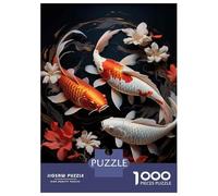 Rompecabezas De 1000 Piezas para Adolescentes Japanese Koi Fish Art Print Rompecabezas para Adultos Juegos Relajantes Análisis Y Lógica para Cumpleaños, Navidad 38x26cm/1000pcs