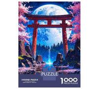 Rompecabezas De 1000 Piezas para Adolescentes Japanese Moonlit Waterfall Rompecabezas para Adultos Juegos De Relajación Desafío Difícil Desafío Educativo 52x38cm/1000pcs