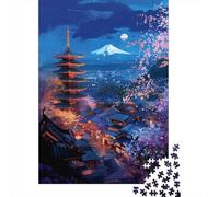 Rompecabezas De 1000 Piezas Para Adolescentes Japanese Night Scene with Cherry Blossoms Rompecabezas Para Adolescentes Juego Práctico Para Mejorar La Memoria Regalos Y Cumpleaños Únicos 70x50cm/1000pc