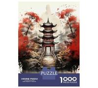 Rompecabezas De 1000 Piezas para Adolescentes Japanese Pagoda Watercolor Print Rompecabezas para Adultos Juego Práctico Decoración De Pared Regalos Y Cumpleaños Únicos 52x38cm/1000pcs