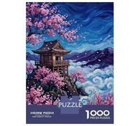 Rompecabezas De 1000 Piezas para Adolescentes Japanese Pagoda with Cherry Blossoms Painting Rompecabezas para Adultos Juego Práctico Desafío Difícil Difícil Y Desafiante 70x50cm/1000pcs