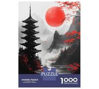 Rompecabezas De 1000 Piezas para Adolescentes Japanese Pagoda with Red Sun Rompecabezas para Adultos Juguetes De Bricolaje Desafío Difícil Cumpleaños 38x26cm/1000pcs