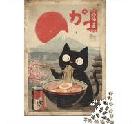 Rompecabezas De 1000 Piezas para Adolescentes Japanese Ramen Cat Poster-6 Rompecabezas para Adultos Juegos Divertidos Decoración Cumpleaños, Navidad 70x50cm/1000pcs