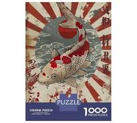 Rompecabezas De 1000 Piezas para Adolescentes Japanese Rising Sun Koi Rompecabezas Juguetes DIY Pero Divertidos Y Humorísticos Cumpleaños Y Navidad 38x26cm/1000pcs