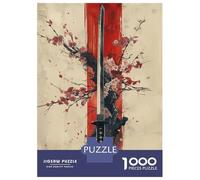 Rompecabezas De 1000 Piezas para Adolescentes Japanese Sakura Katana Rompecabezas para Adultos Juguetes Antiestrés Alivio del Estrés Interacción Entre Padres E Hijos 38x26cm/1000pcs