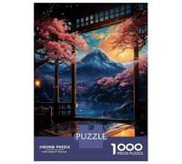 Rompecabezas De 1000 Piezas para Adolescentes Japanese Sakura Sunset Art Rompecabezas para Adultos Juegos Familiares Mejora La Memoria Cumpleaños Y Navidad 70x50cm/1000pcs